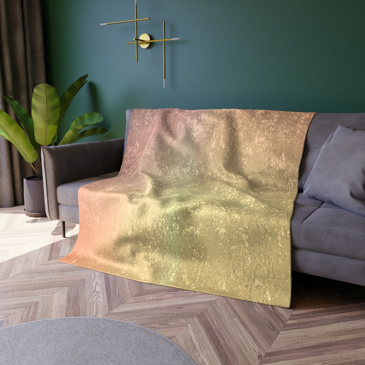 Hot Peach Fade 50" x 60" Crushed Velvet Blanket