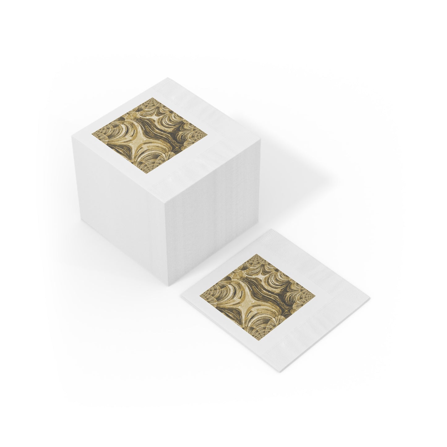 Uzi Spiral Light Brown Pastel White Coined Napkins, 4.8" x 4.8"