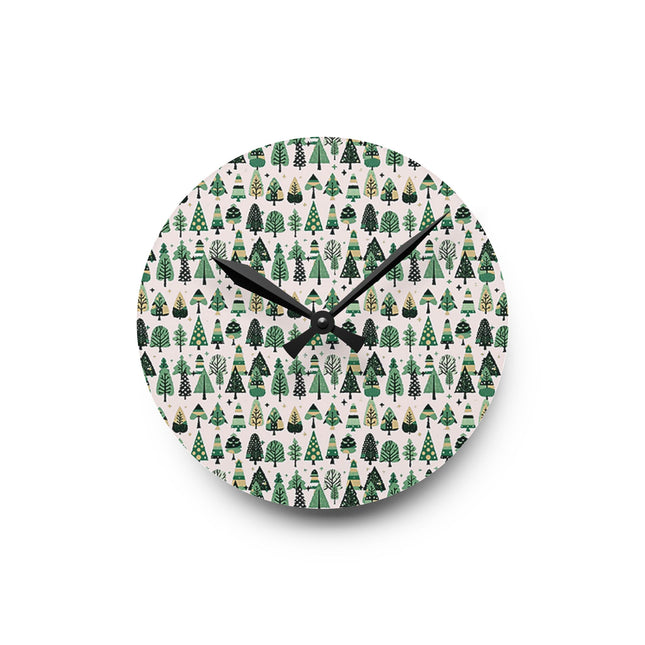 Mini Vintage Green Trees Acrylic Round Wall Clock, 8" x 8"