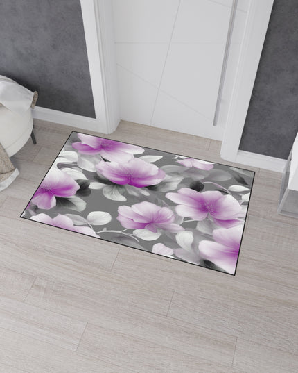 Purple Blossom Floral Bunch Heavy Duty Floor Mat, 36" x 60"