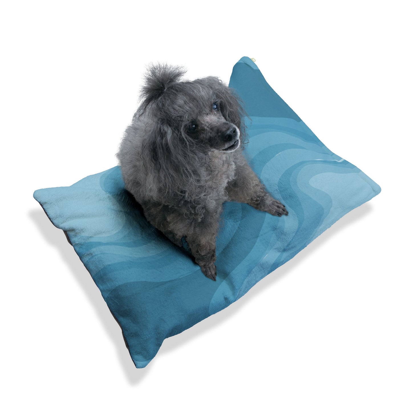 Sky Blue Wavey 28" × 18" Pet Bed