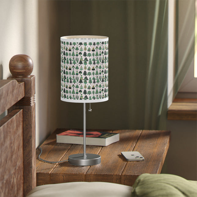 Mini Vintage Green Trees Table Lamp on a White or Silver Stand, US|CA plug