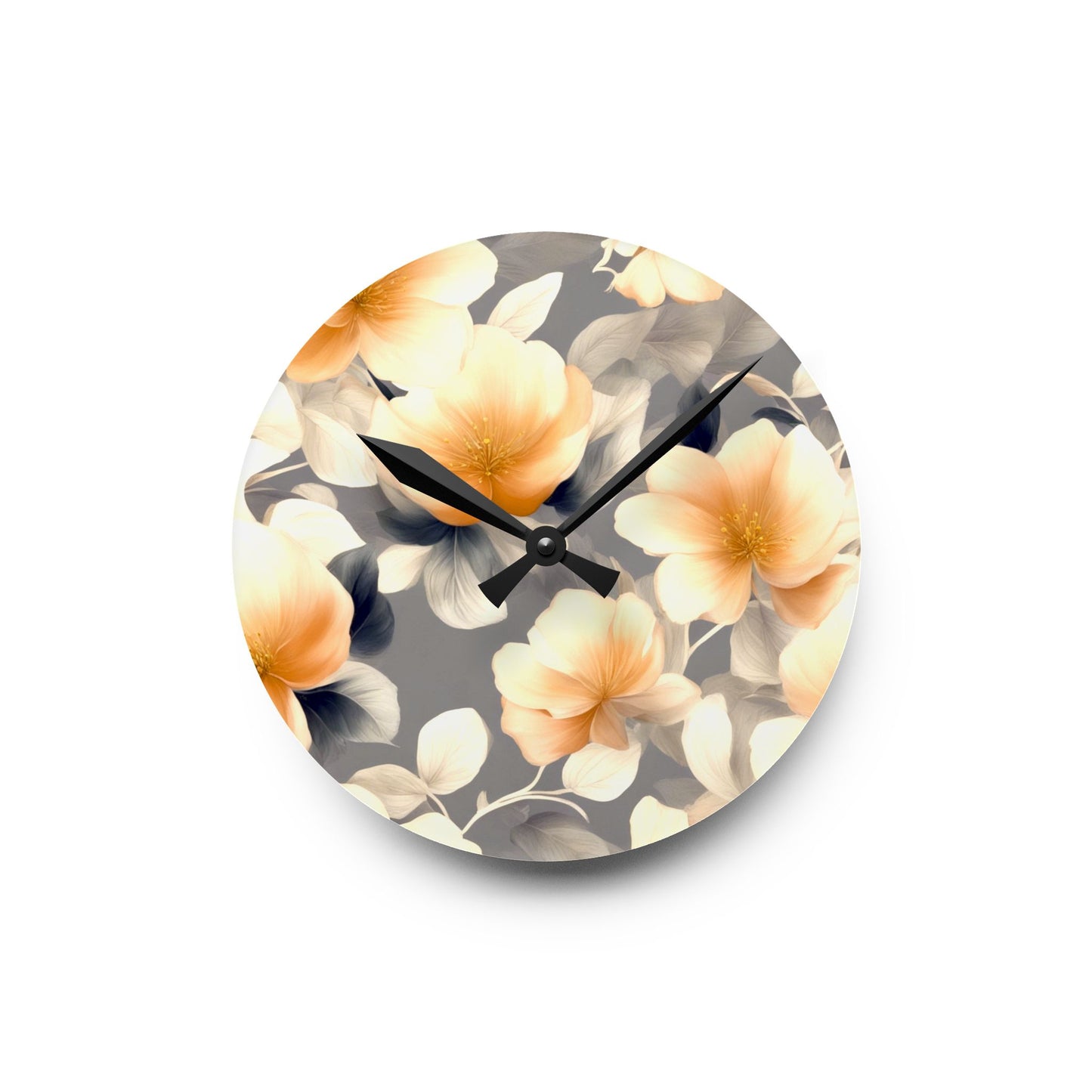 Soft Blossom Floral Bunch Acrylic Round Wall Clock, 8" x 8"