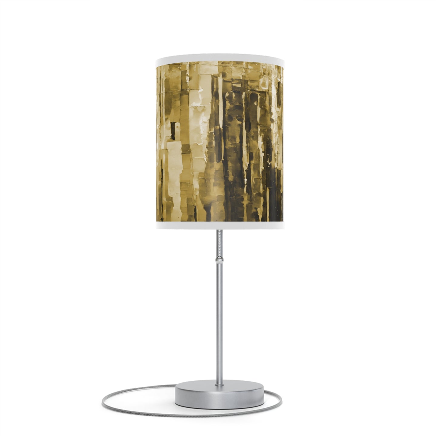 Striped Light Brown Table Lamp on a White or Silver Stand, US|CA plug