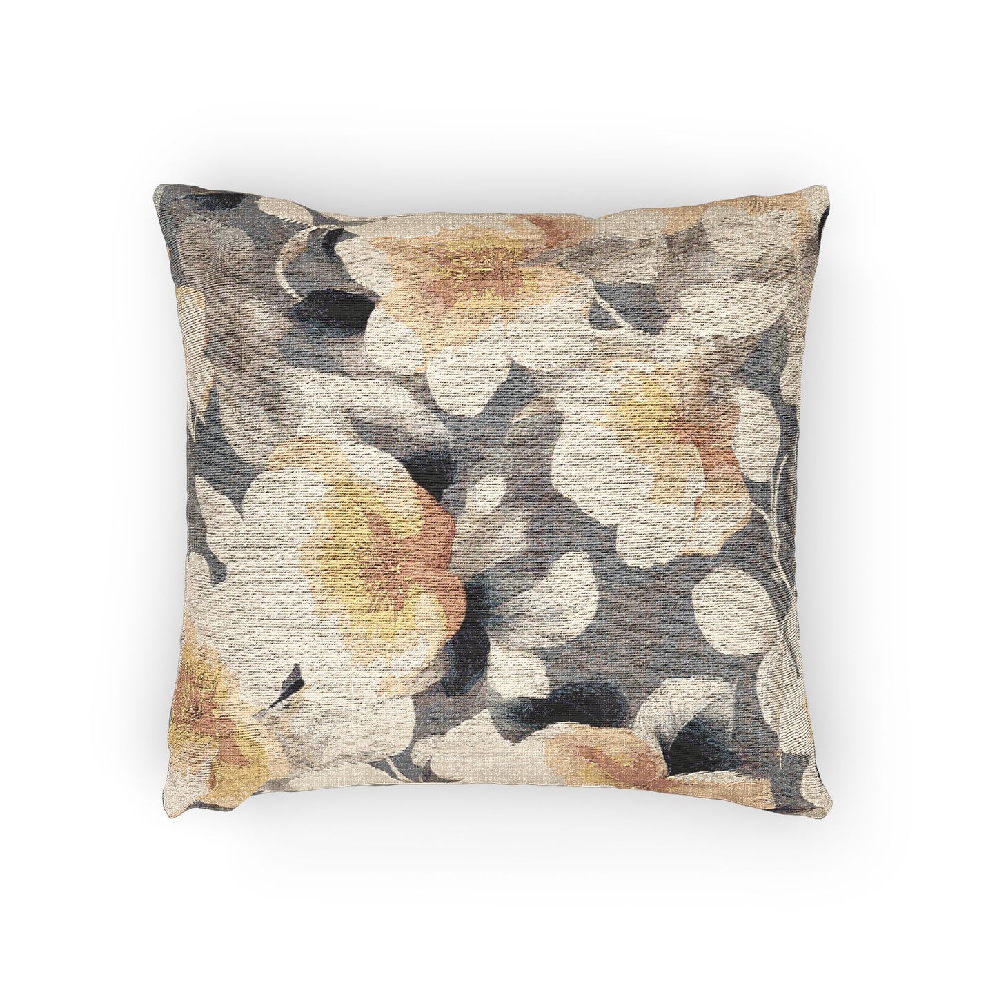 Light Orange Florals Woven Pillow, 17" x 18"