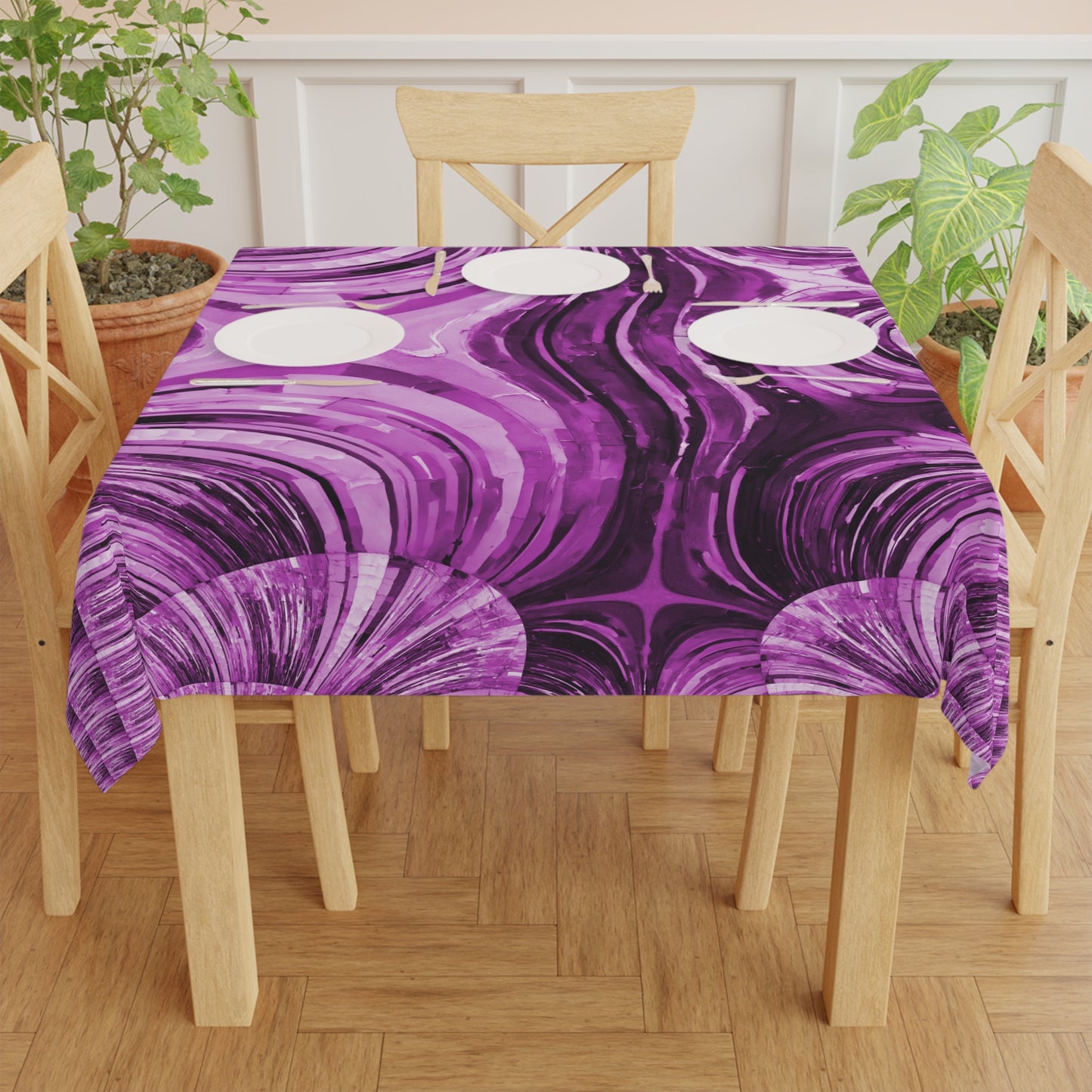 Uzi Spiral Powder Lavender Tablecloth, 55" x 55"