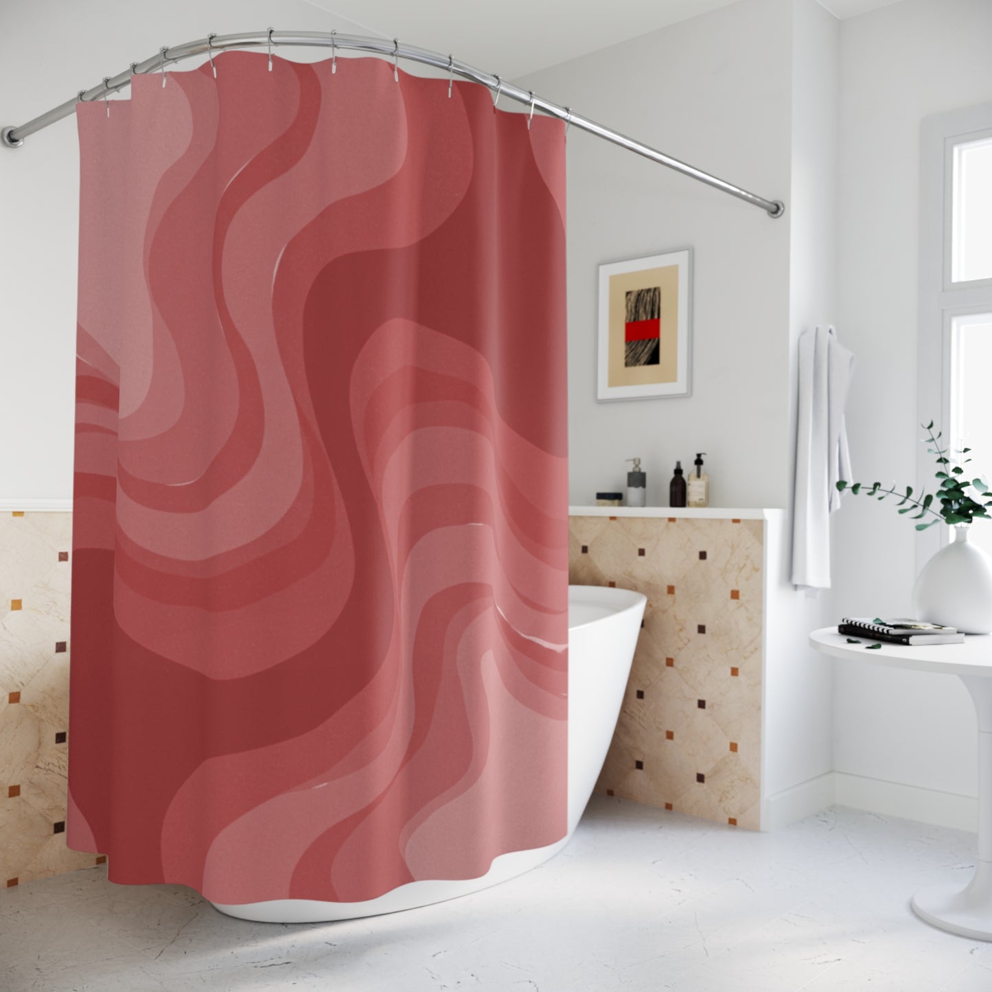 Power Red Wavey Shower Curtains, 71" x 74"