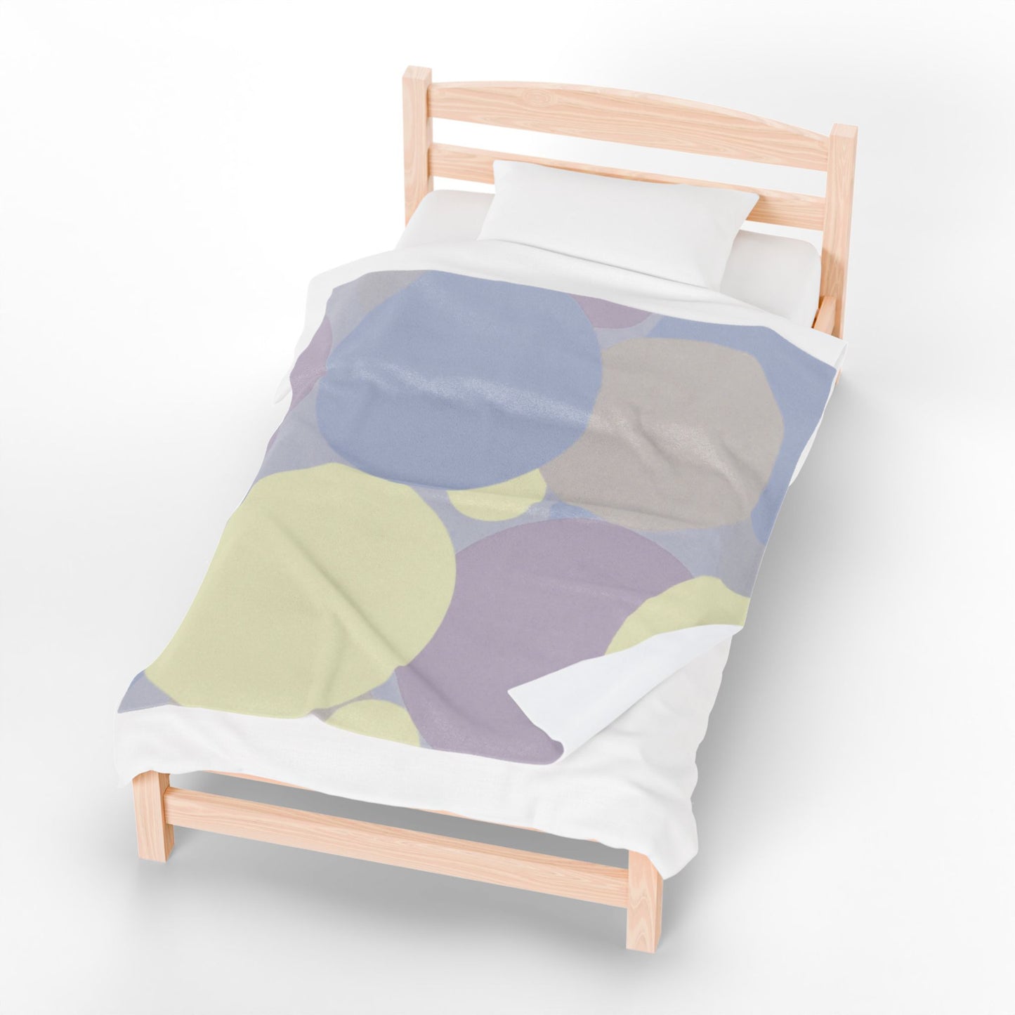 Pastel Soft Blue and Soft White Patches Velveteen Plush Blanket, 50" x 60"