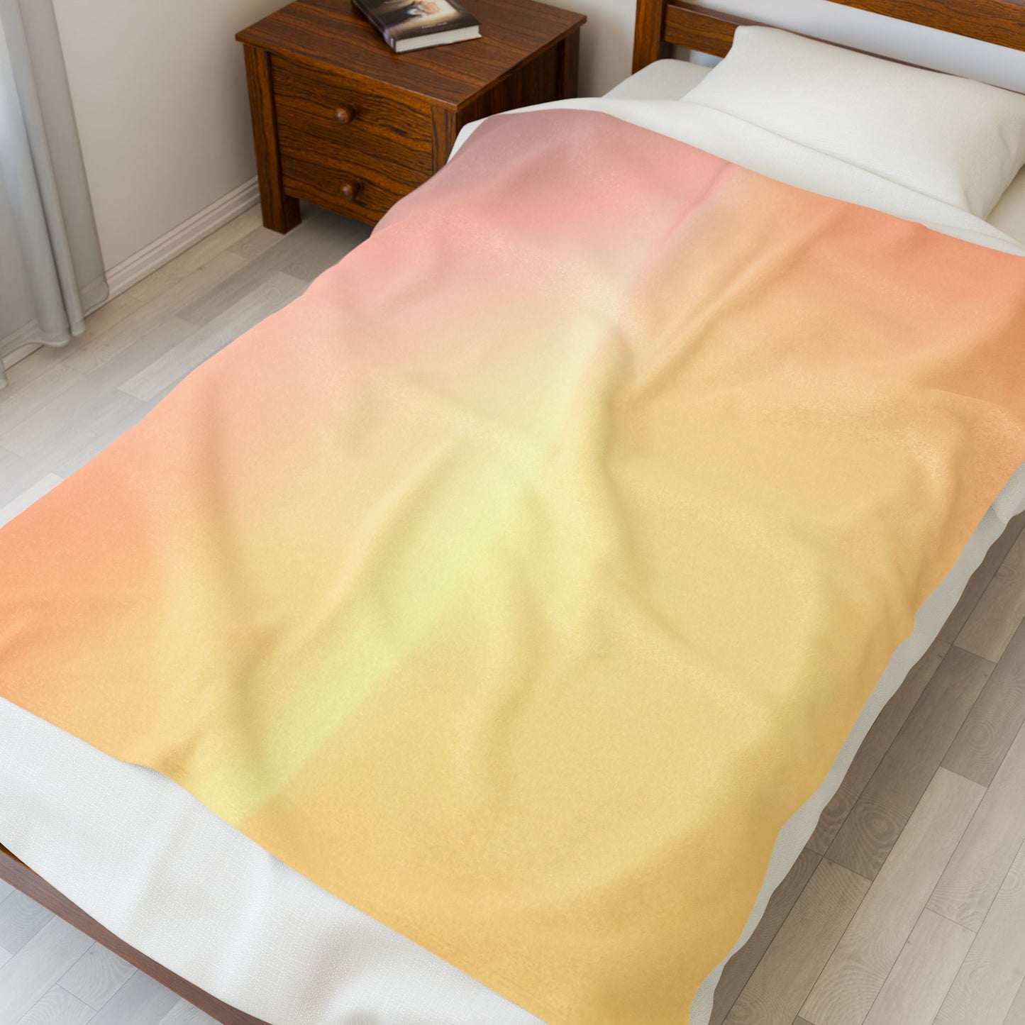 Hot Peach Fade Velveteen Plush Blanket, 50" x 60"