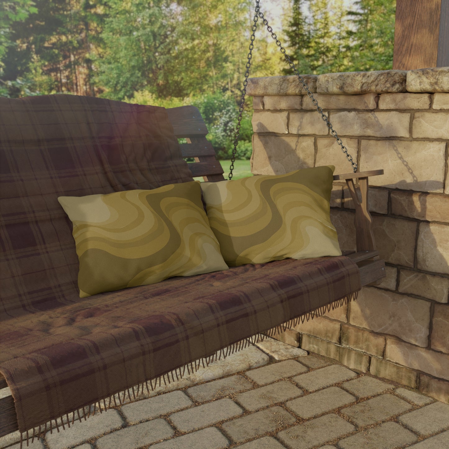 Brown Wavey 20" x 14" Outdoor Pillow