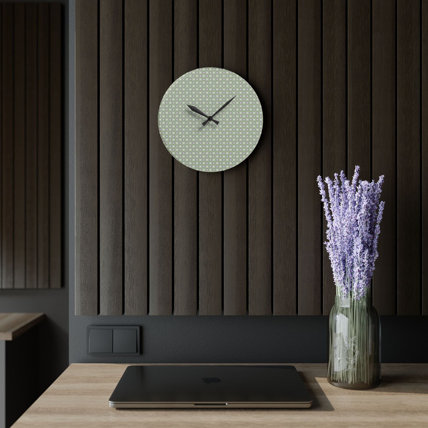 Olive Star-crossed Bodies Acrylic Wall Clock, Round or Square, 10.75" x 10.75"