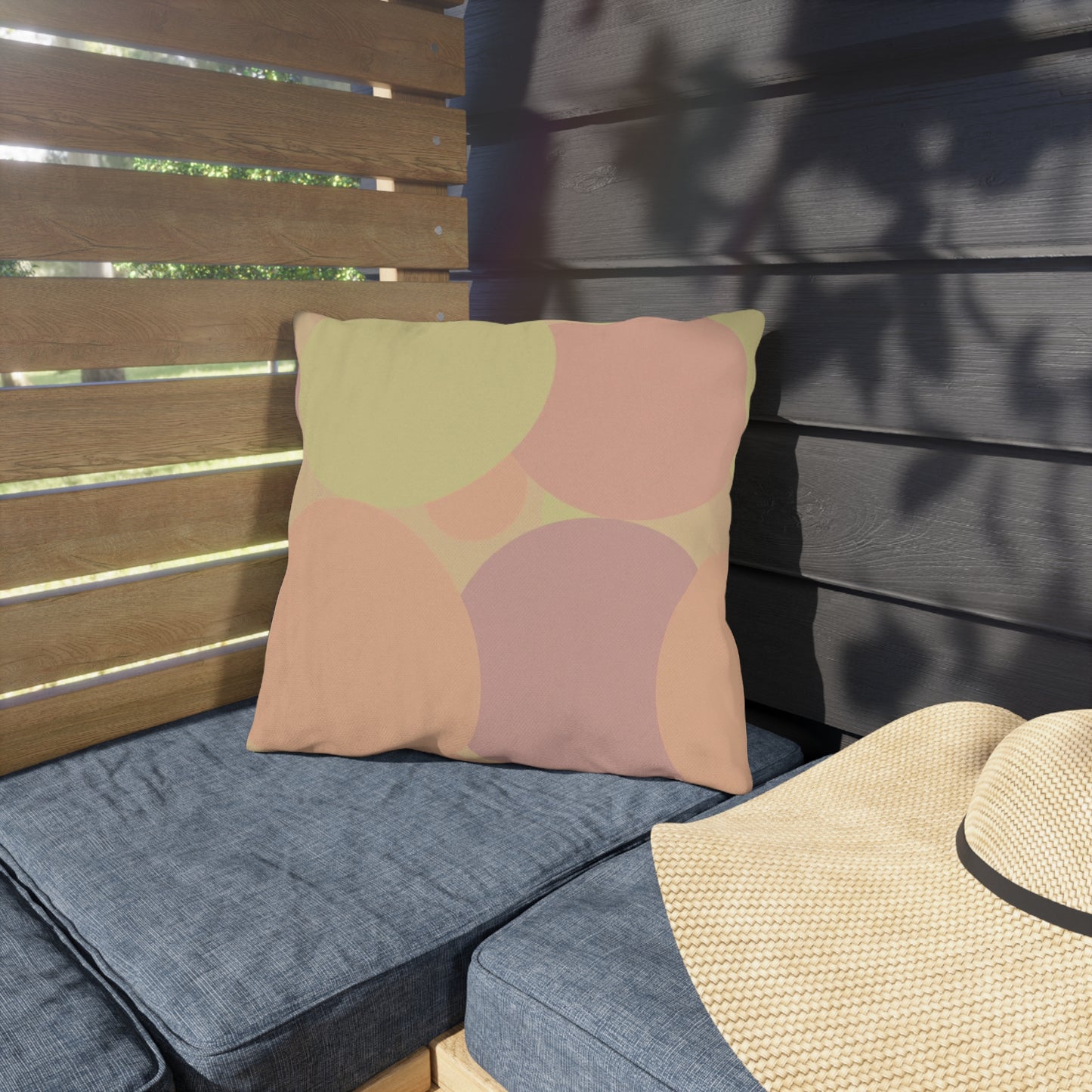 Pastel Hot Peach Patches 16" x 16" Outdoor Pillow
