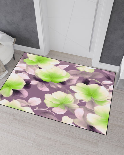 Lime Lavender Floral Bunch Heavy Duty Floor Mat, 48" x 72"