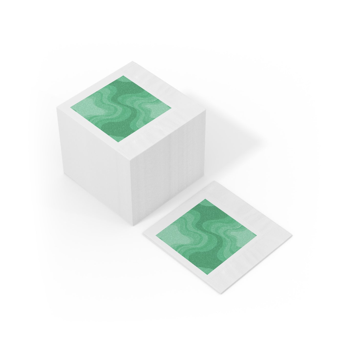 Mint Green Wavey White Coined Napkins, 6.5" x 6.5"