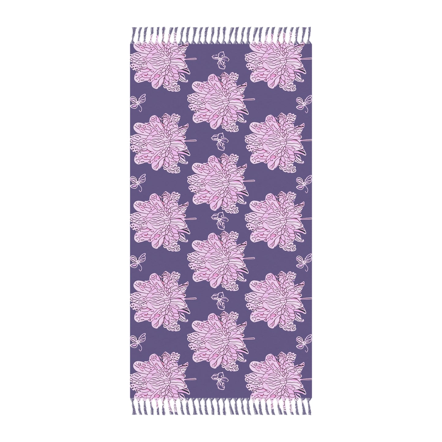 Magenta Floral Butterflies 38" × 81" Boho Beach Cloth