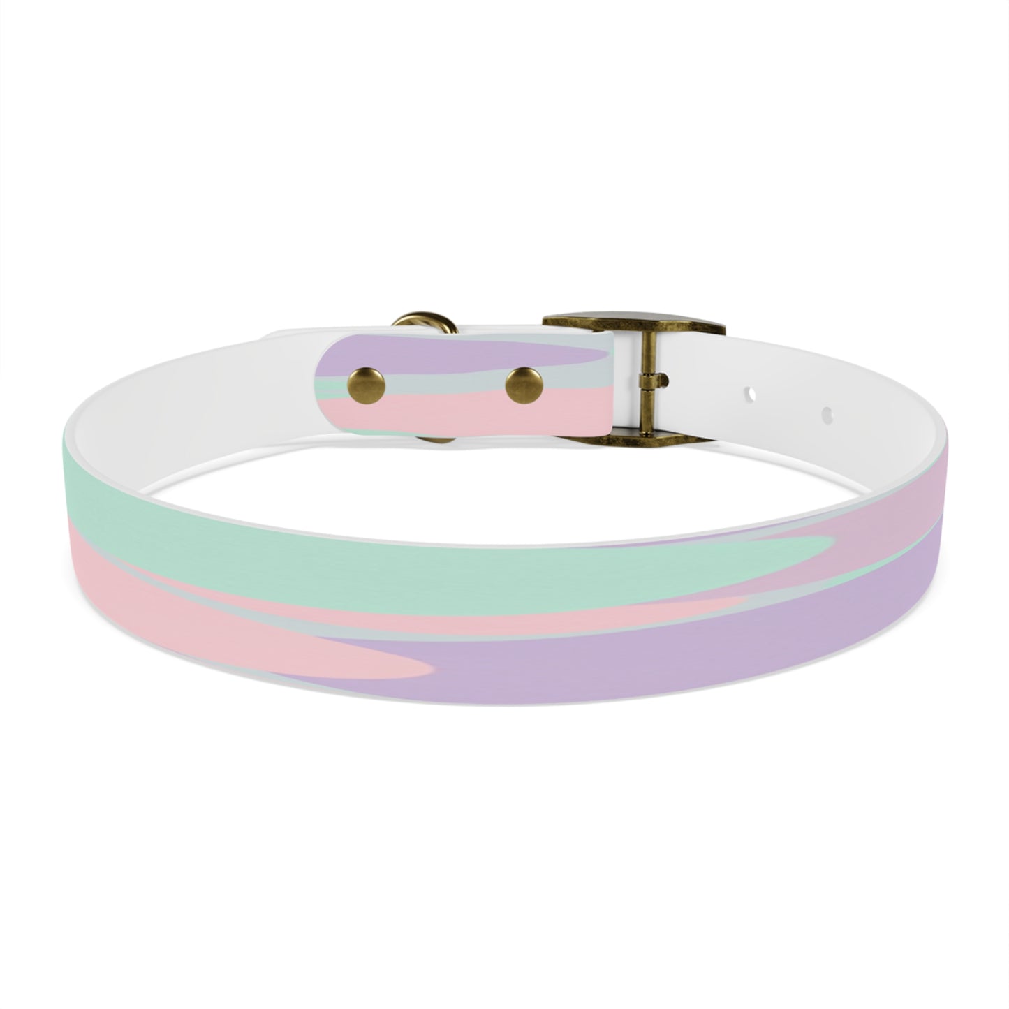 Pastel Peach and Soft Green Patches Large Dog Collar
