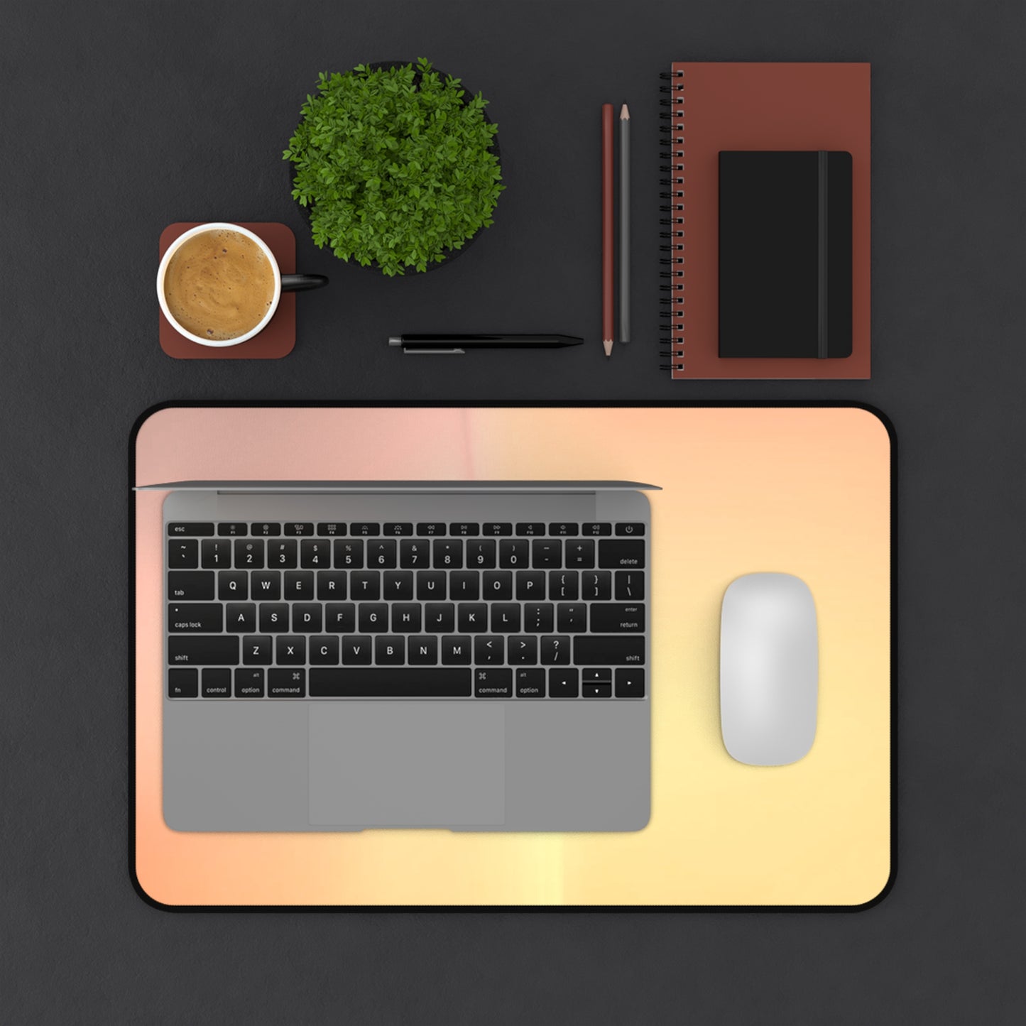 Hot Peach Fade 12" x 18" Desk Mat
