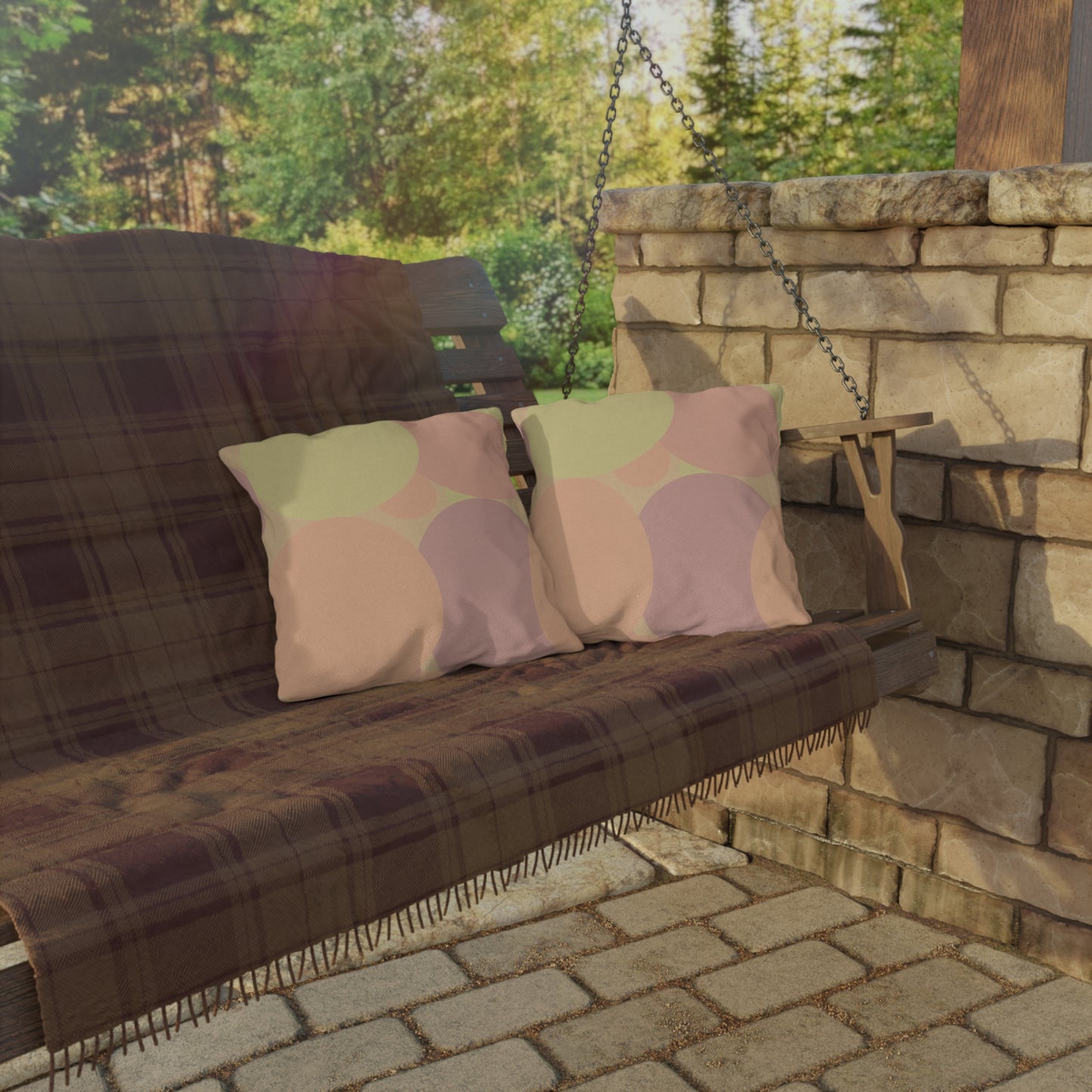 Pastel Hot Peach Patches 16" x 16" Outdoor Pillow
