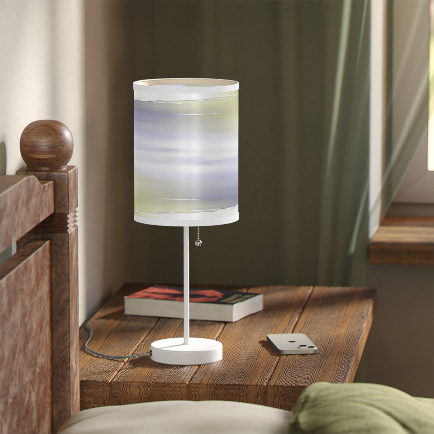 Lavender Sea Golden Fog Table Lamp on a White or Silver Stand, US|CA plug