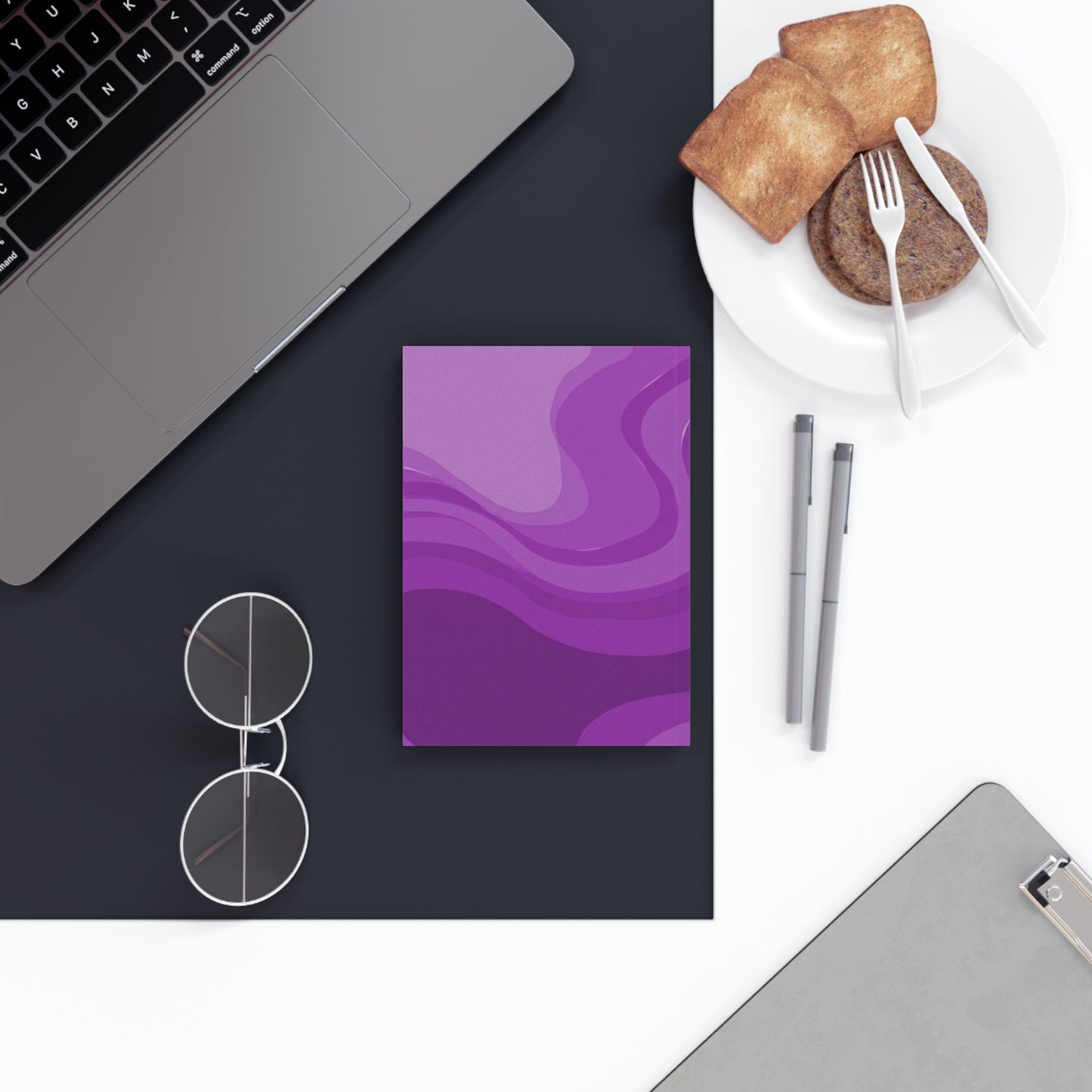 Wavey Purple Wavey 5.2" x 7.4" Hard Backed Journal with 128 blank pages