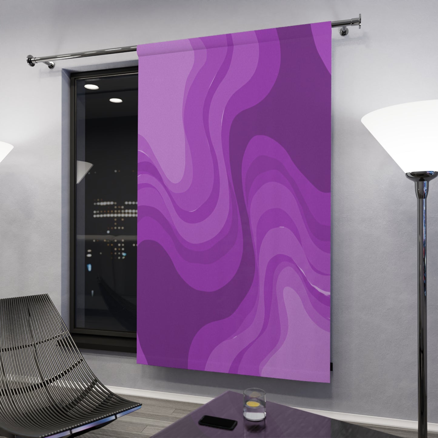Wavey Purple Wavey Window Curtain, 50" x 84", blackout