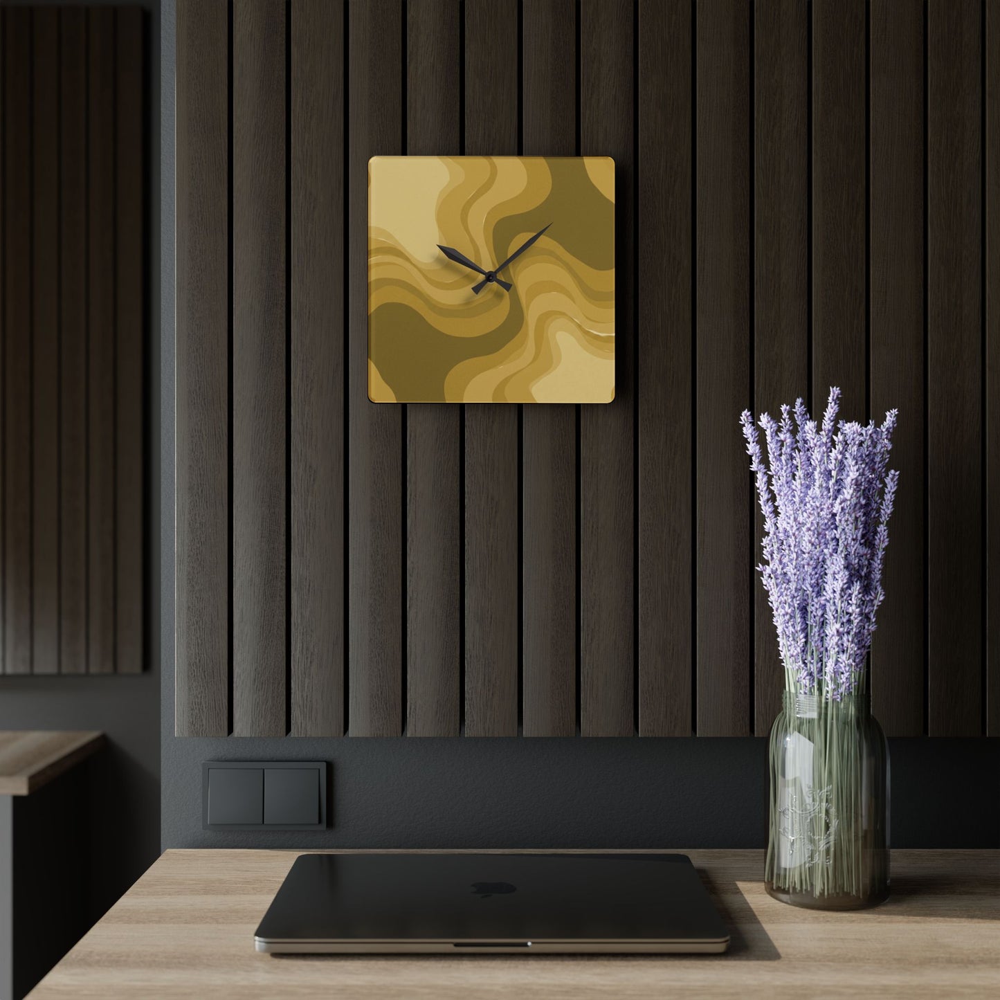 Brown Wavey 10.75" x 10.75" Round or Square Acrylic Wall Clock