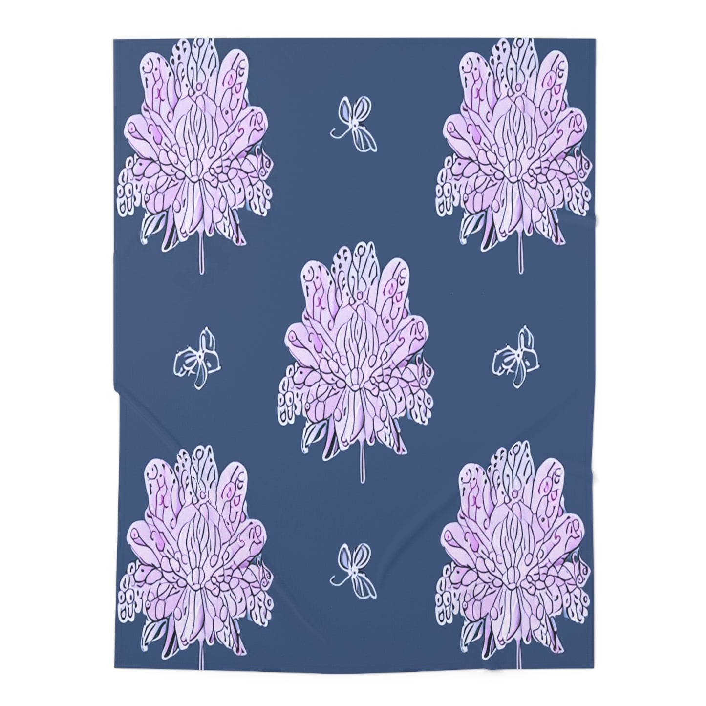 Purple White Floral Butterflies Baby Swaddle 30″×40″ Blanket