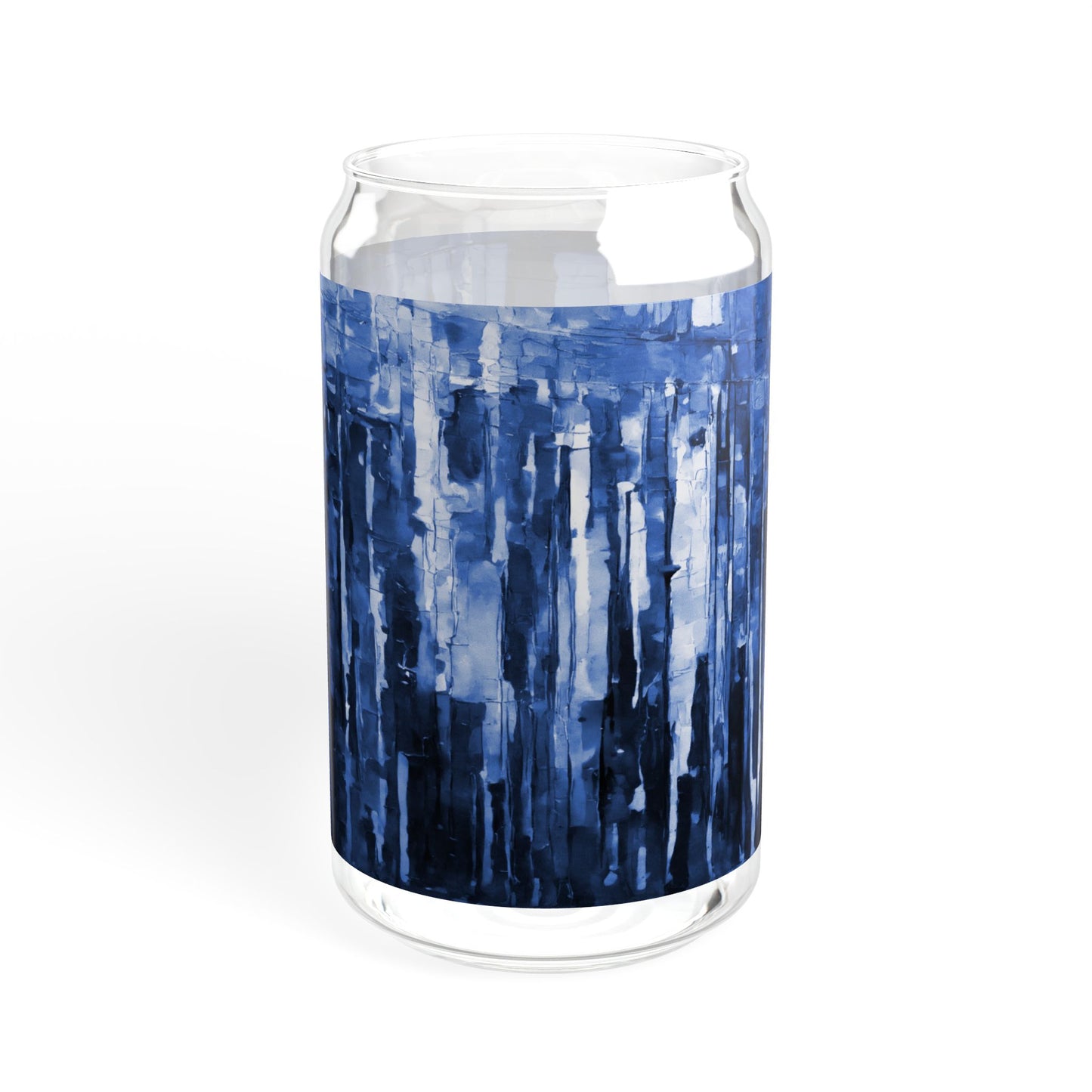 Striped Deep Blue Sipper Glass, 16oz