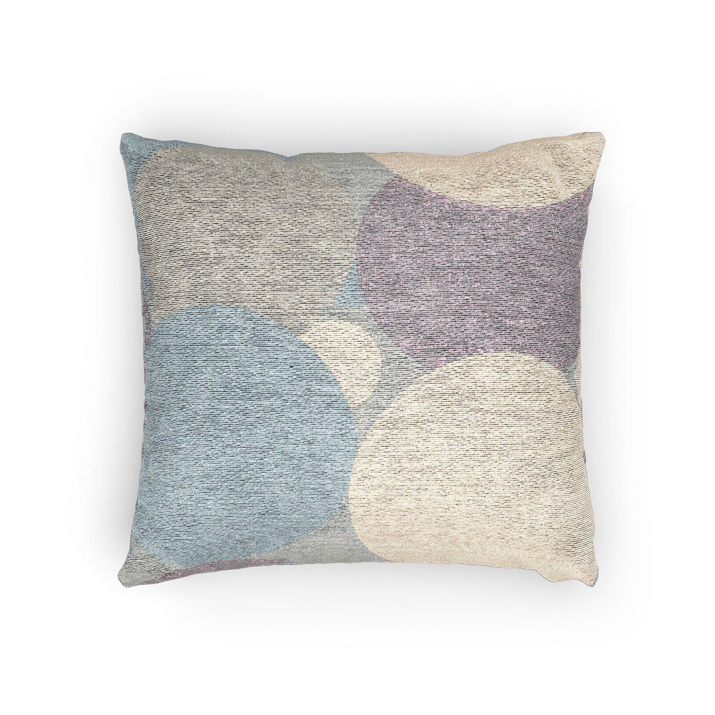 Pastel Blue and White Patches Woven Pillow, 17" x 18"