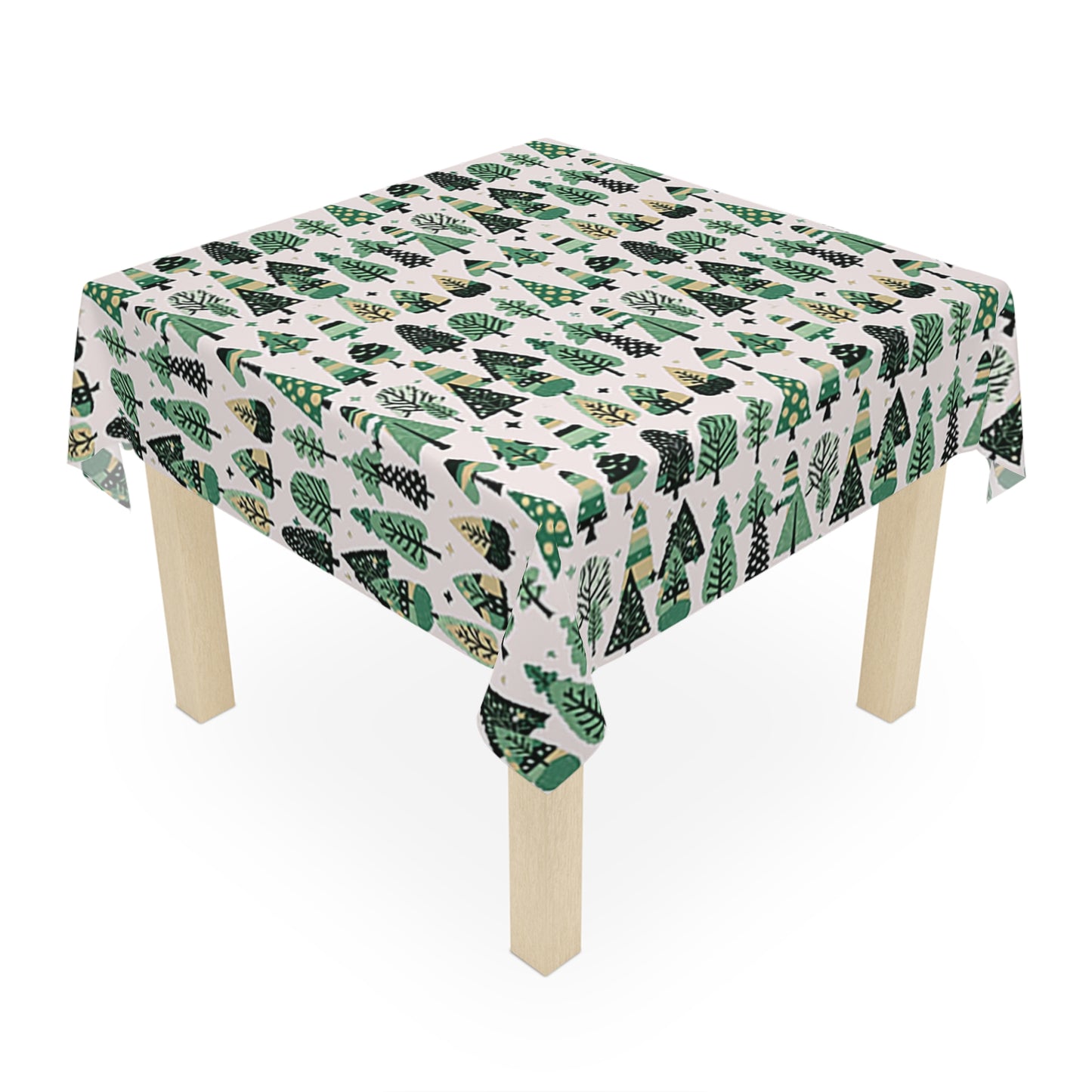 Mini Vintage Green Trees Tablecloth, 55" x 55"