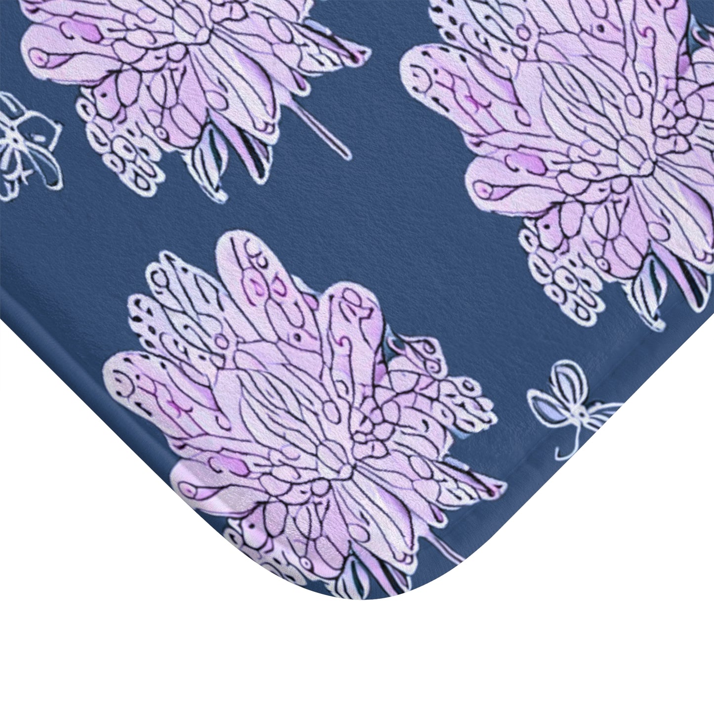 Purple White Floral Butterflies 34" x 21" Bath Mat