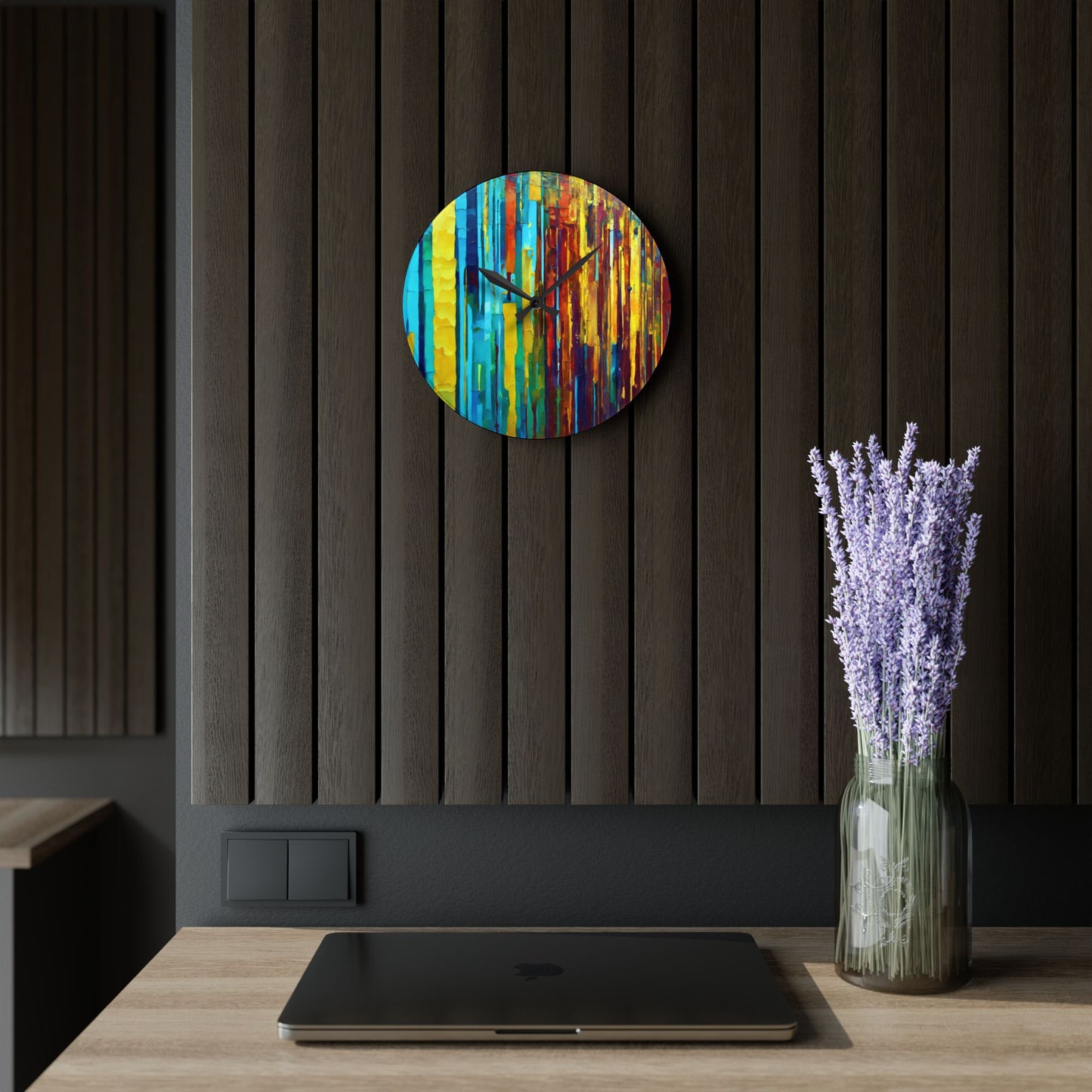Striped Alpha Acrylic Wall Clock, Round or Square, 10.75" x 10.75"