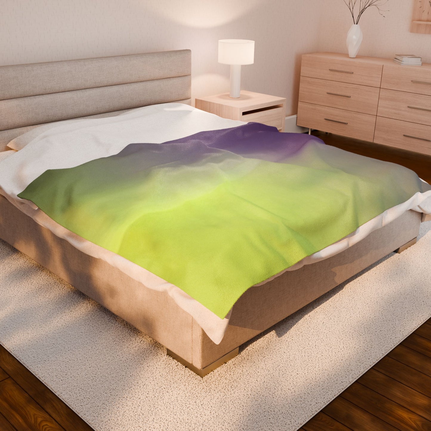 Purple Golden Fade Velveteen Plush Blanket, 60" x 80"