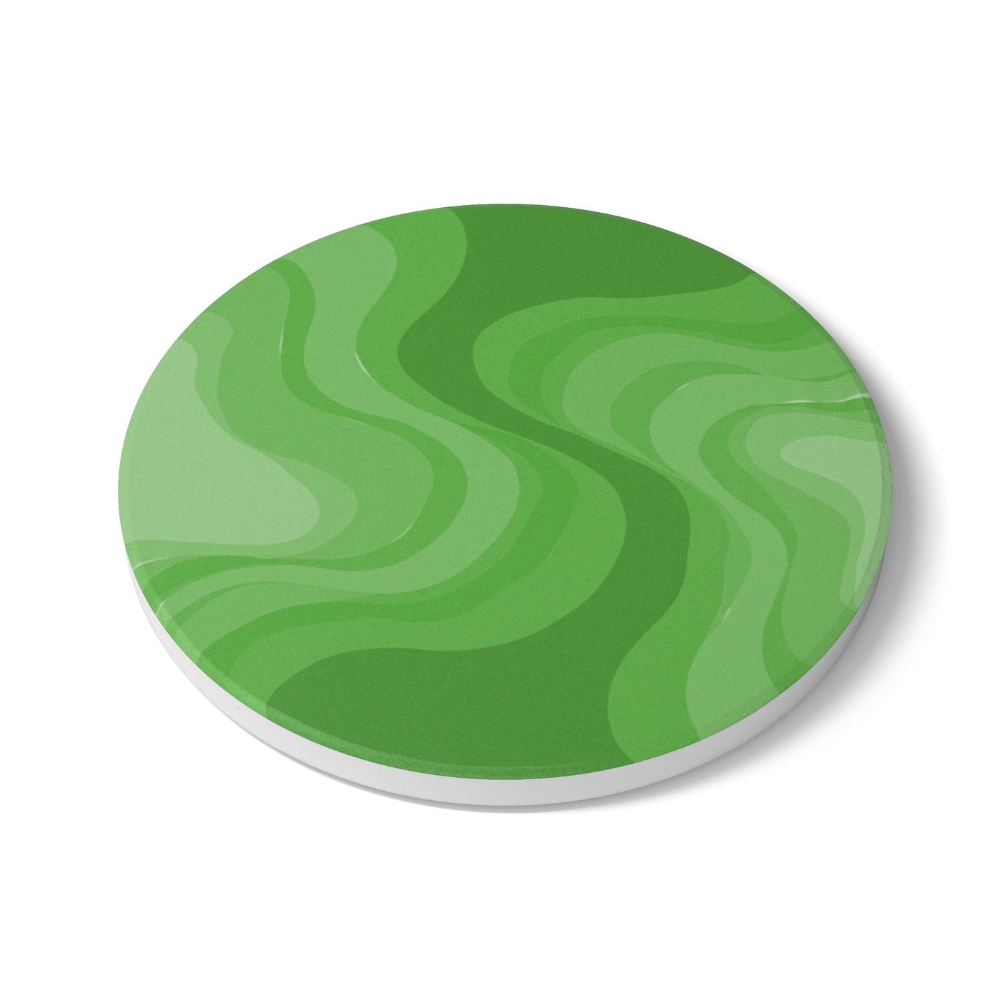 Greenie Meanie Wavey 4" x 4" Round Ceramic Coaster