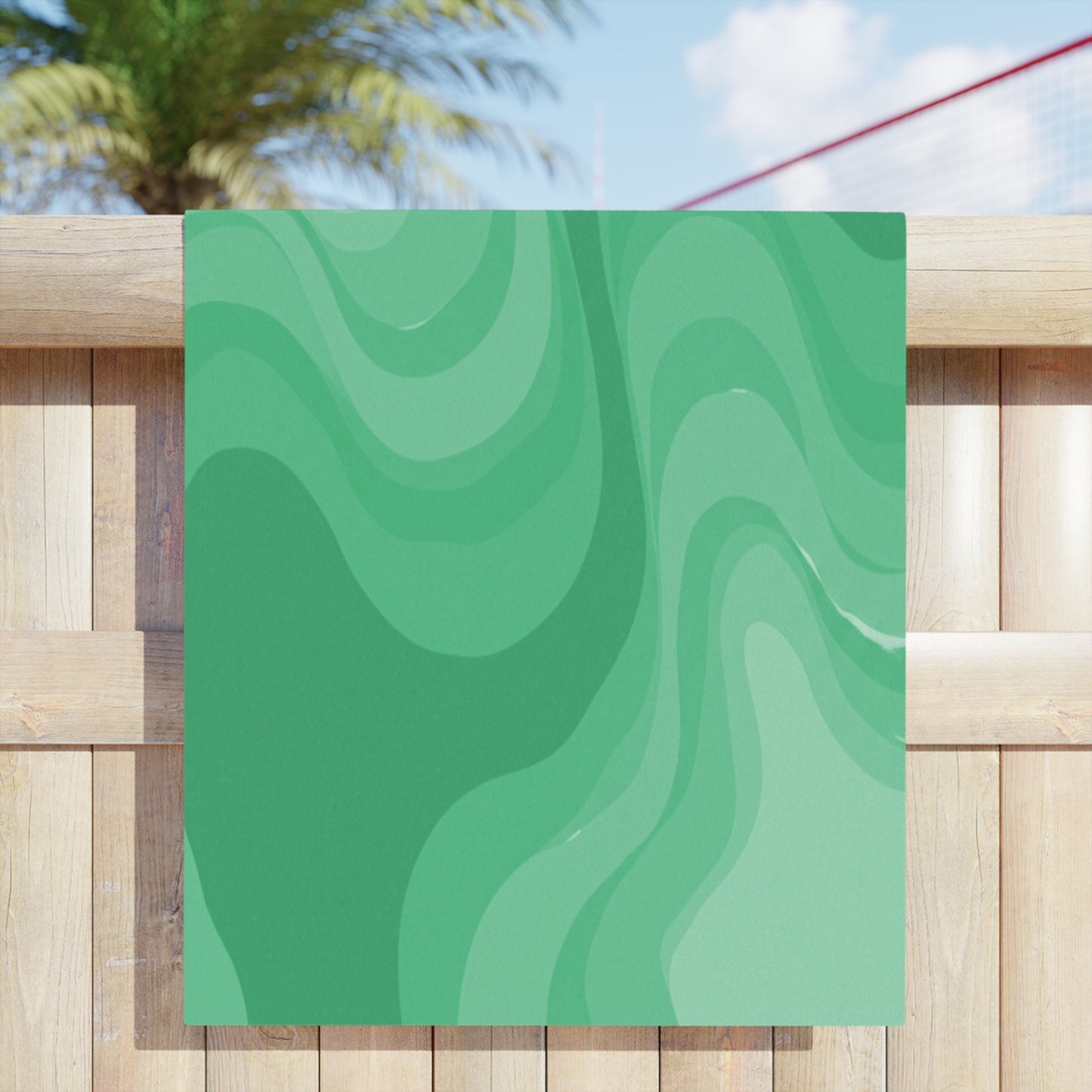 Mint Green Wavey Beach Towel, 30" x 60"
