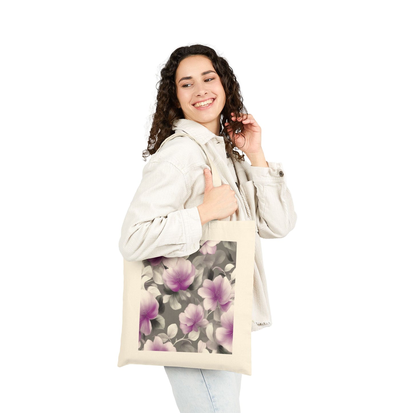 Purple Blossom Floral Bunch Cotton Canvas Tote Bag
