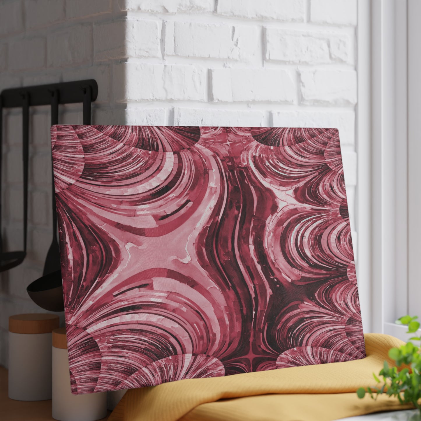 Uzi Spiral Ruby 11" x 15" Glass Cutting Board