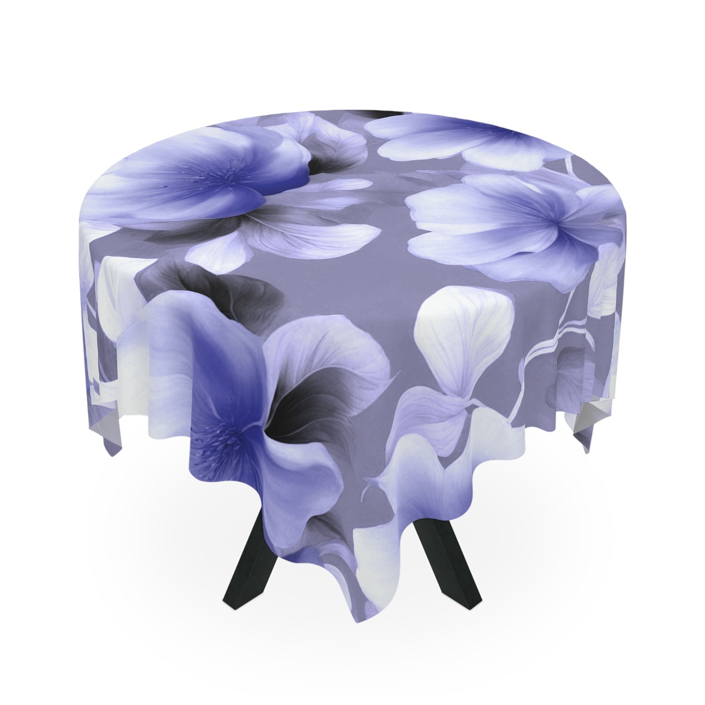 Indigo Blossom Floral Bunch Tablecloth, 55" x 55"