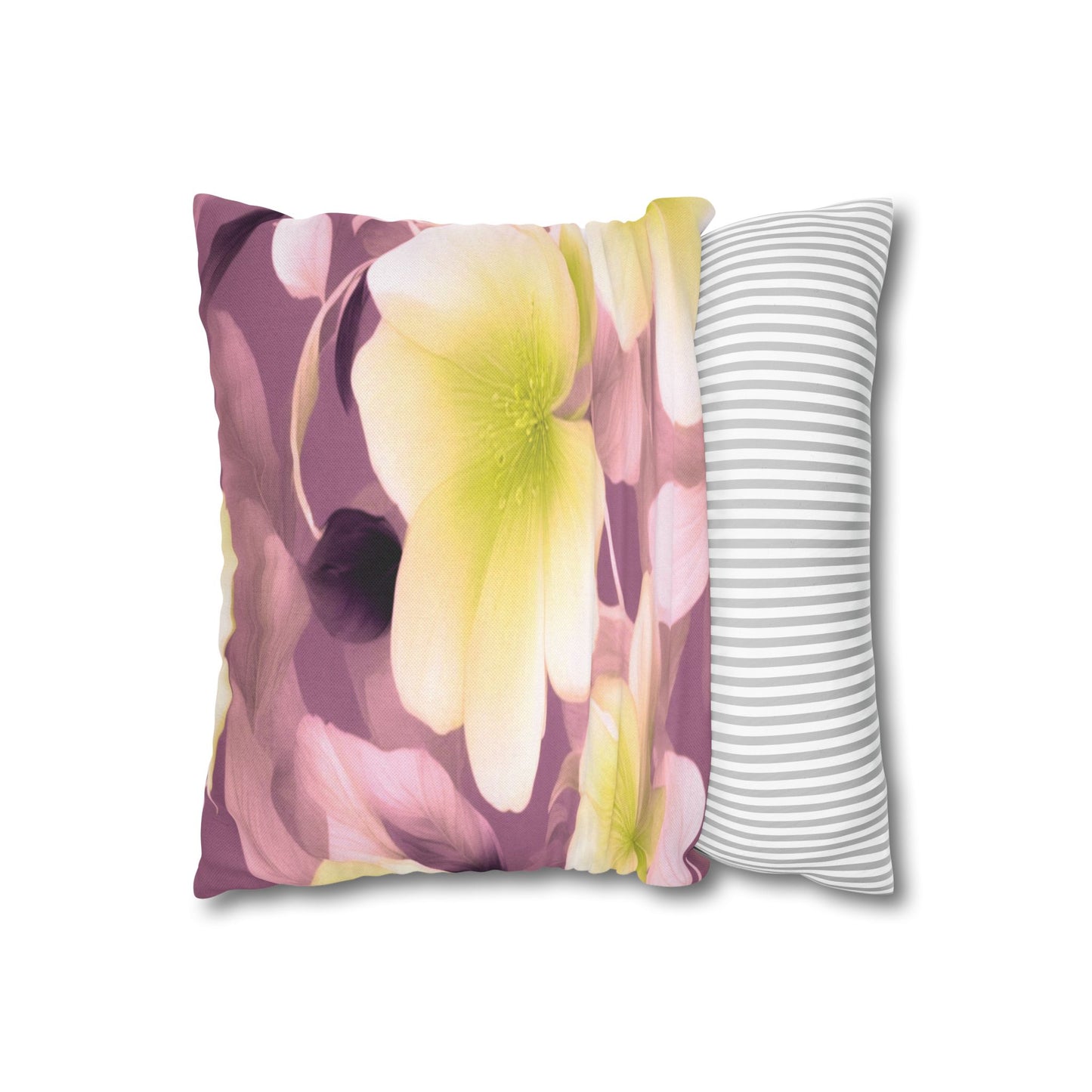 Lemon Blossom Floral Bunch Spun Polyester Square Pillowcase, 14" x 14"