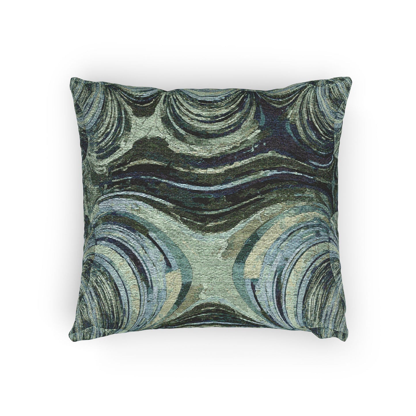 Uzi Spiral Blue Green Woven Pillow, 17" x 18"