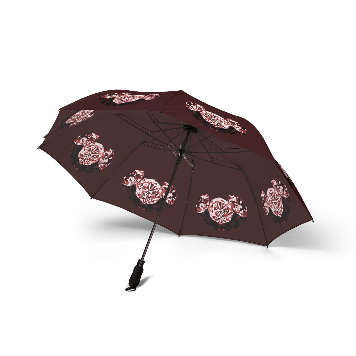 Stylish Garnet Tri-Diamonds Foldable Umbrella - Compact & Chic