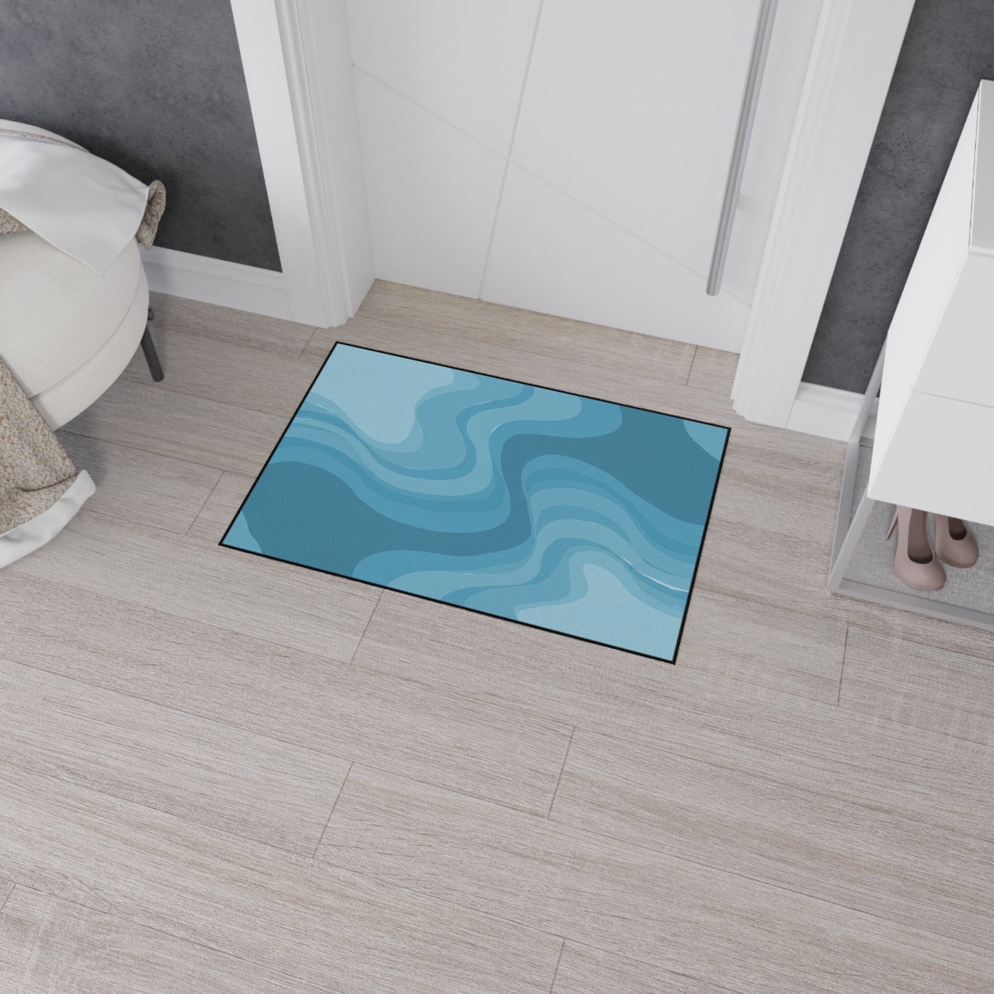 Sky Blue Wavey 24" x 36" Heavy Duty Floor Mat