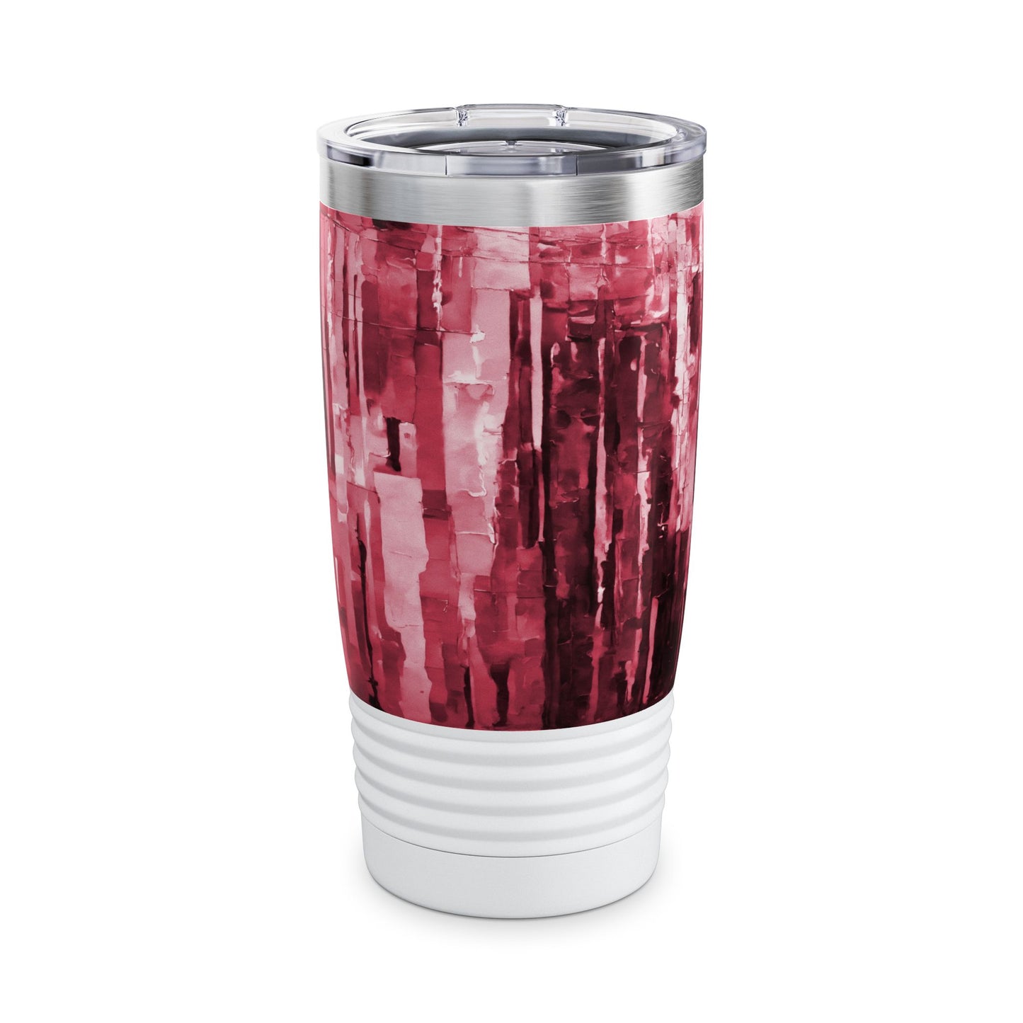 Striped Ruby Ringneck Tumbler, 20oz in white, steel and black