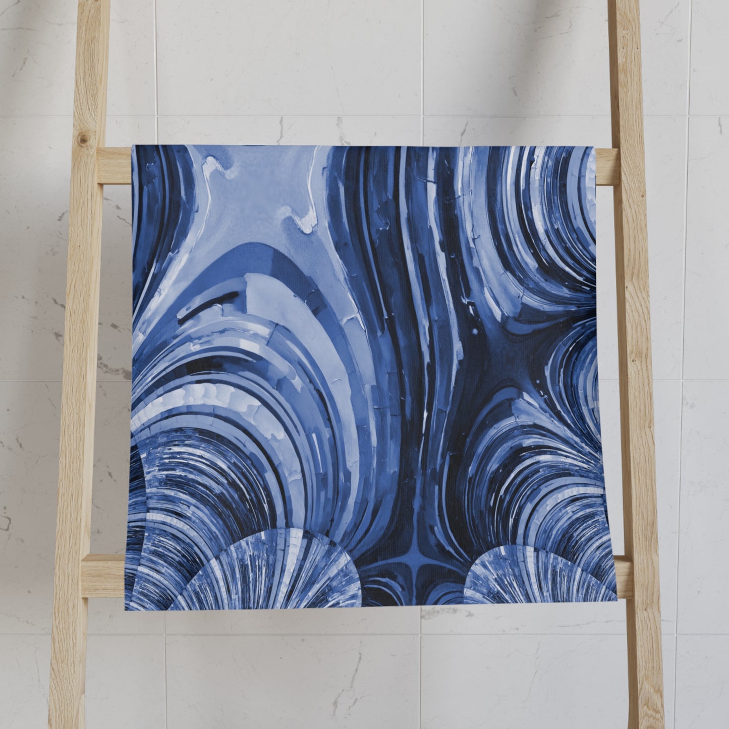 Uzi Spiral Deep Blue Hand Towel, 16" x 28"