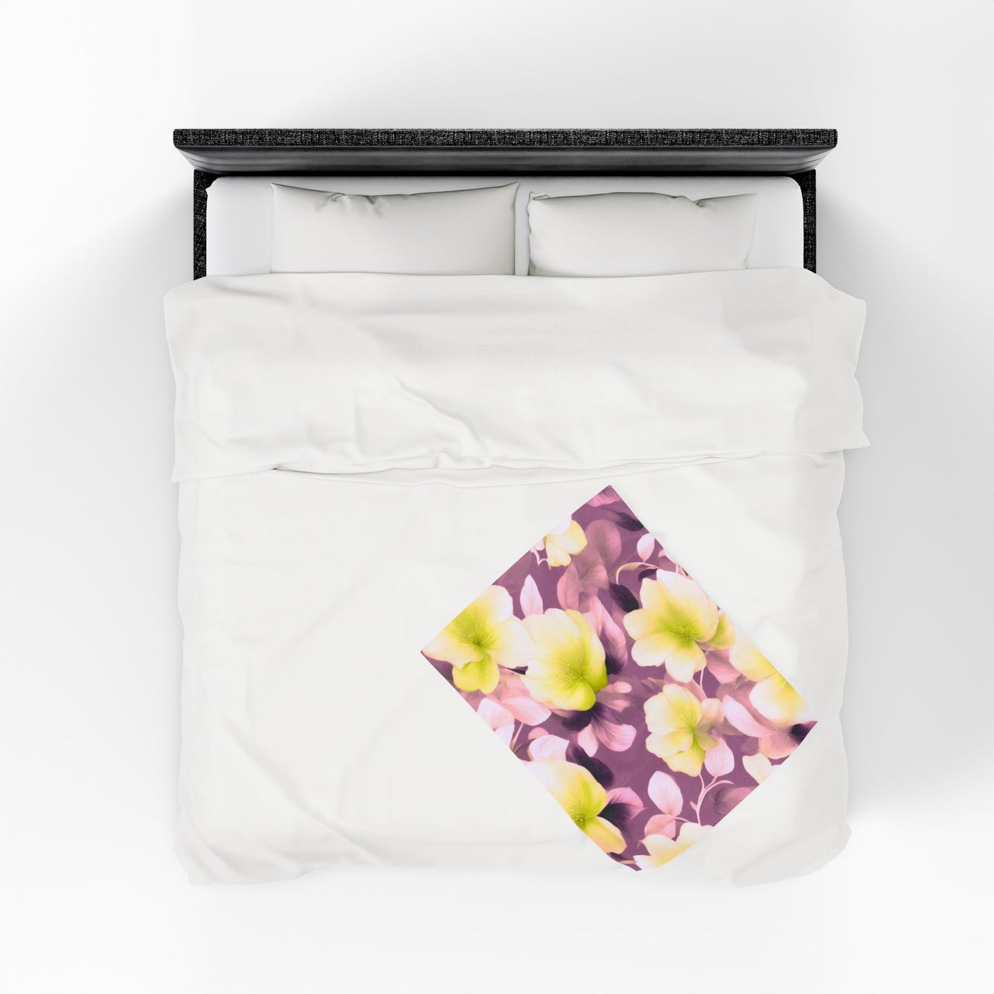 Lemon Blossom Floral Bunch Velveteen Plush Blanket, 30" x 40"
