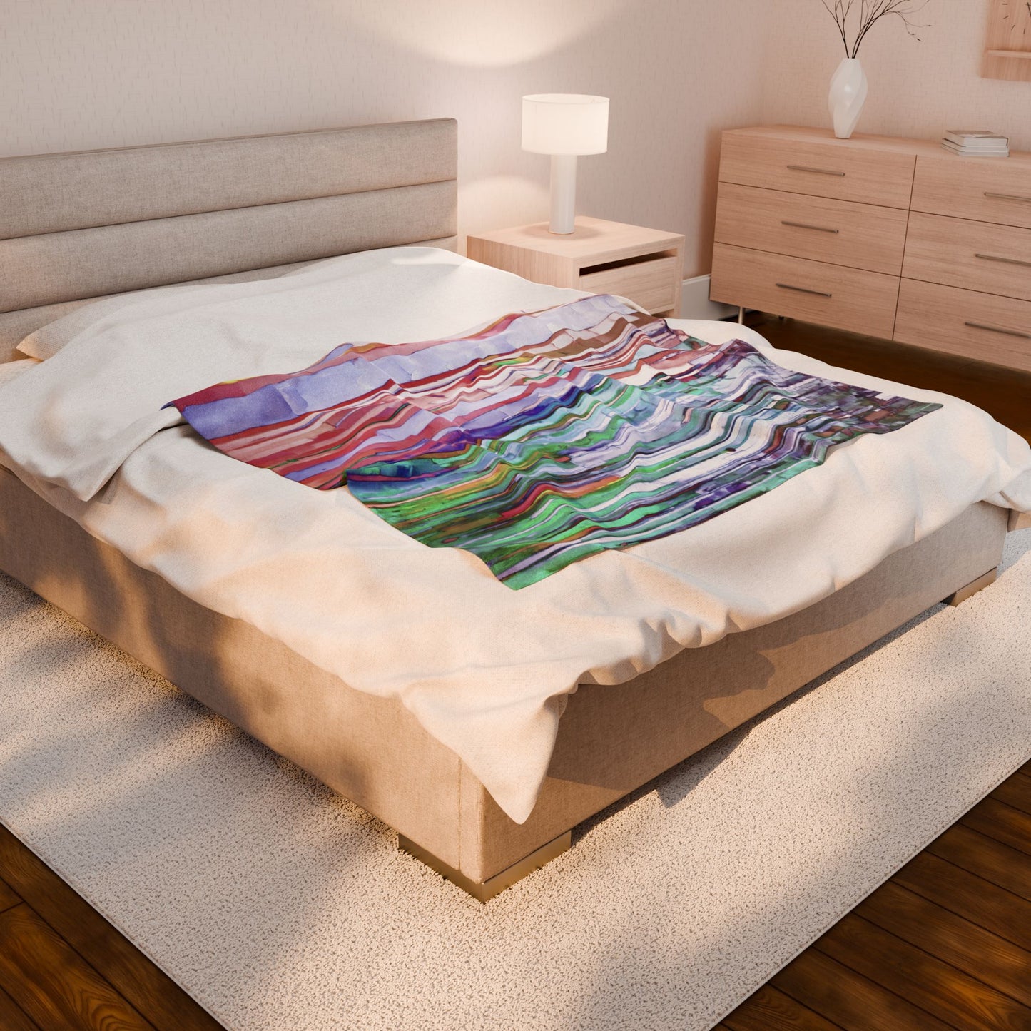 Striped Pastels Velveteen Plush Blanket, 50" x 60"