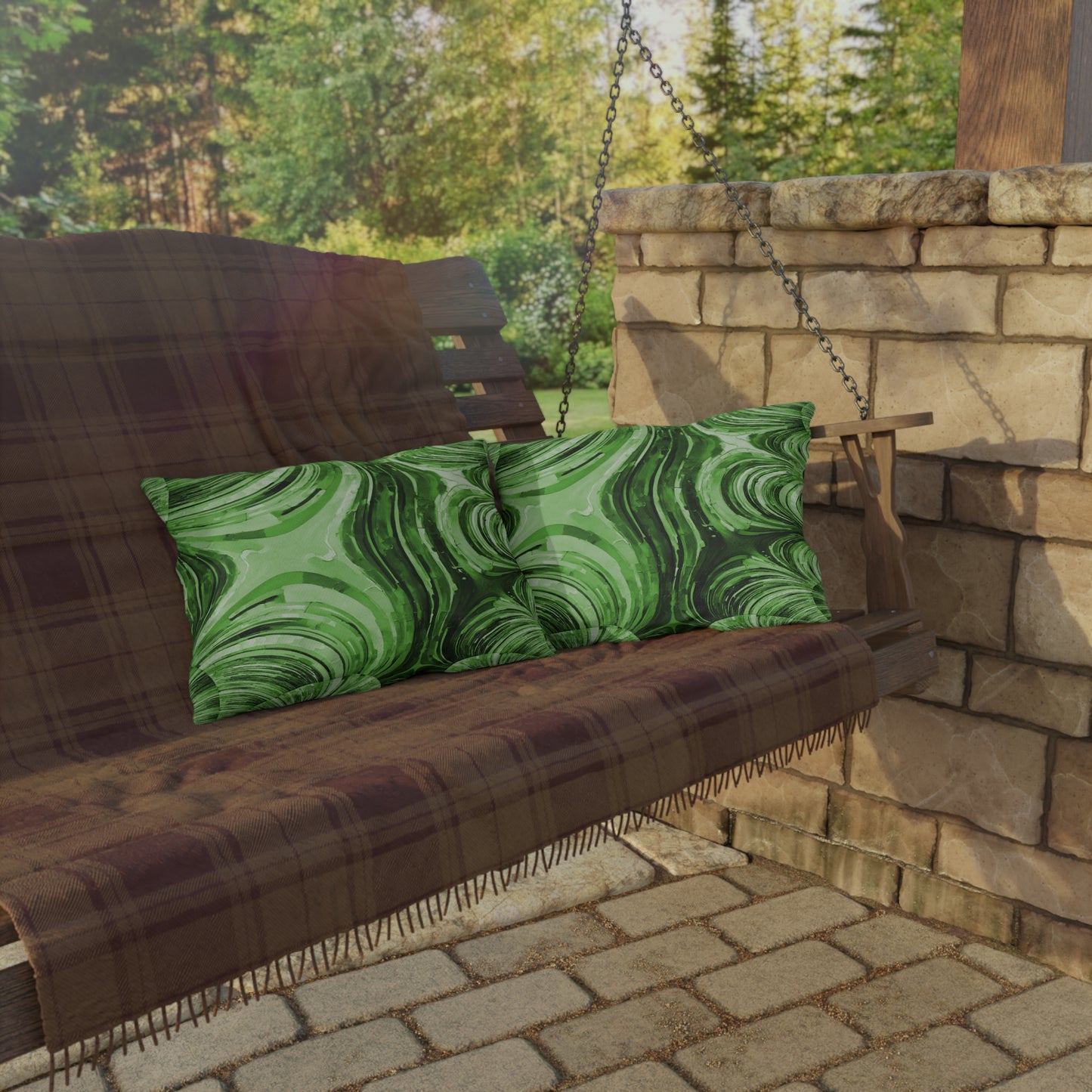 Uzi Spiral Mint Pastel 20" x 14" Outdoor Pillow