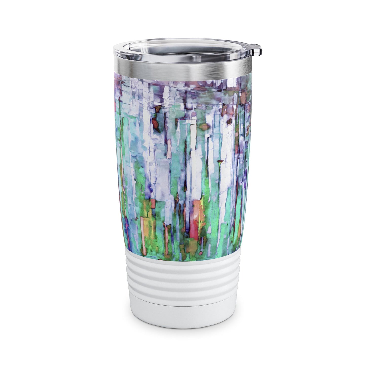 Striped Pastels Ringneck Tumbler, 20oz in white, steel and black