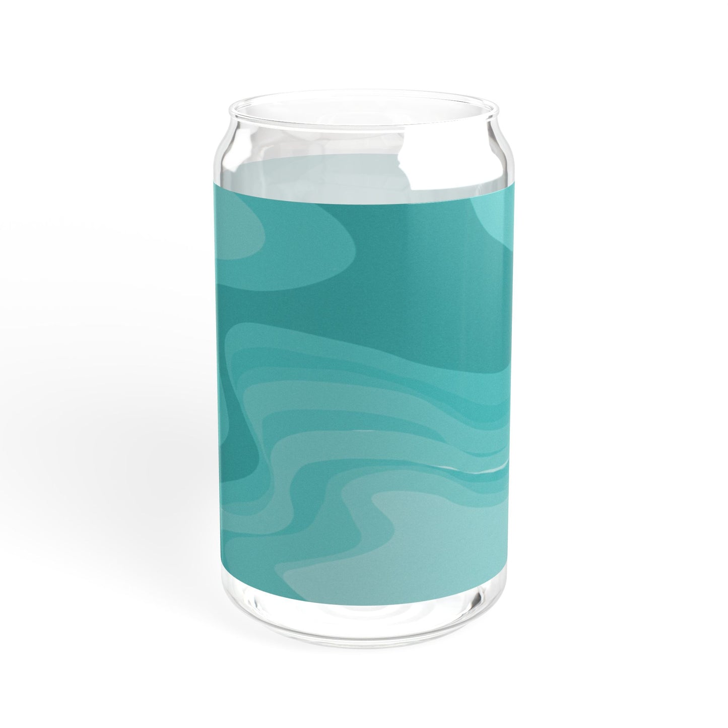 Tif Green Wavey Sipper Glass, 16oz