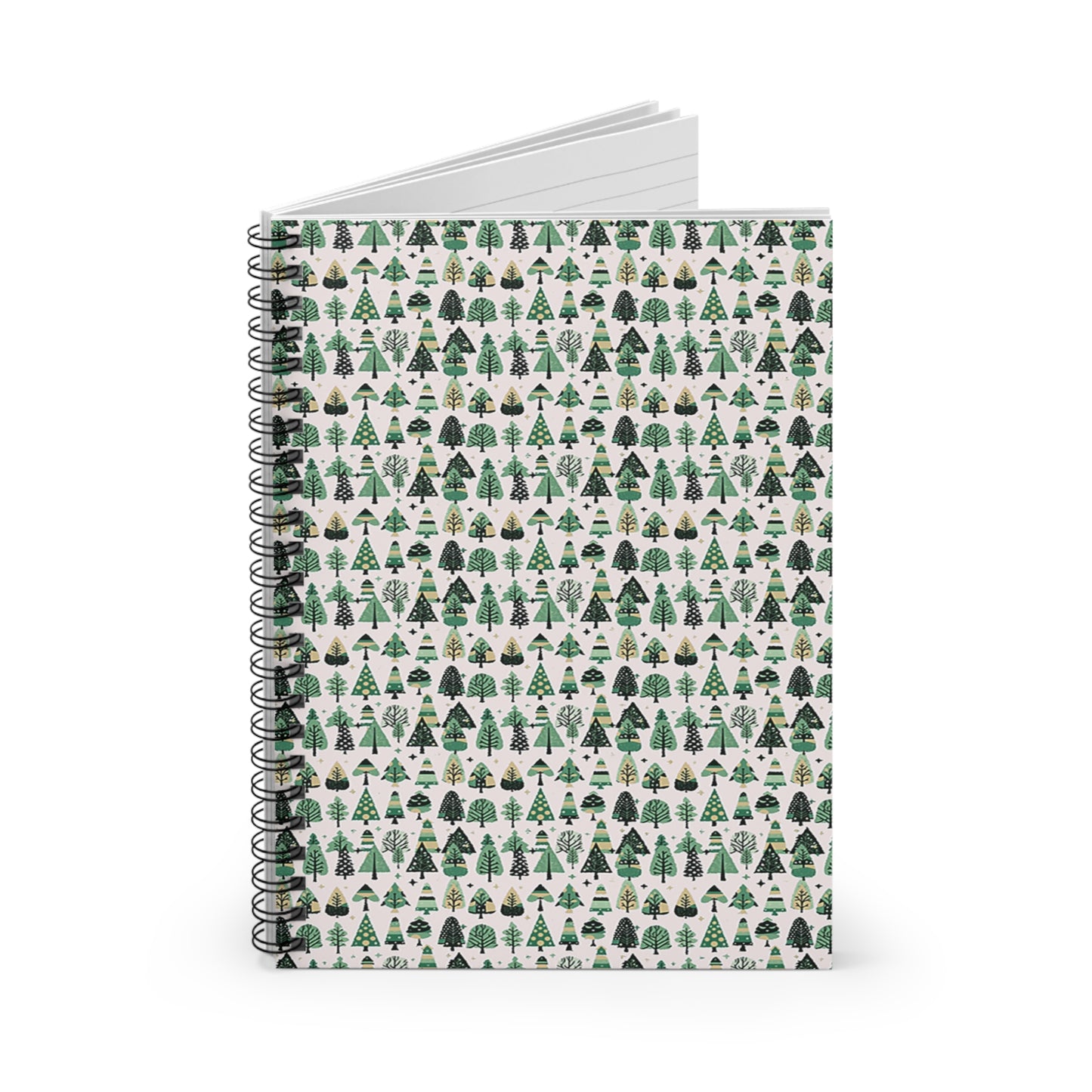 Mini Vintage Green Trees Spiral Notebook - Ruled Line, 6" x 8", 118 pages
